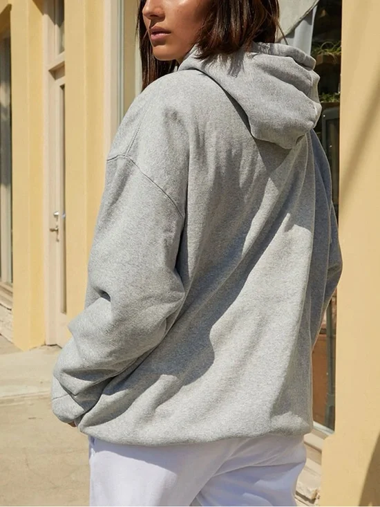 Brandy Melville Gray Malibu Hoodie with Navy Lettering - Picture 3 of 3